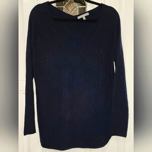 Neiman Marcus navy blue 100% cashmere vneck sweater women's size Large
